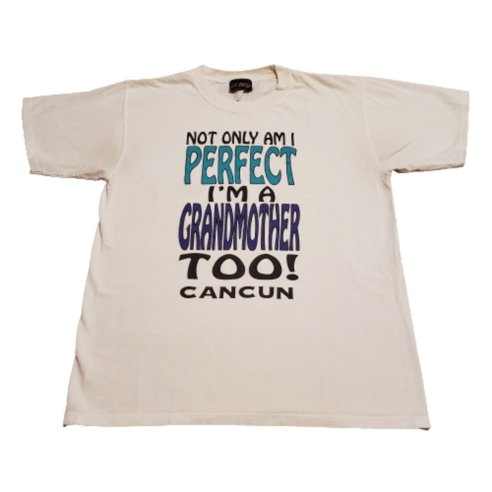 Vintage Le Best Perfect Grandmother T-Shirt Women's Large L White 90s Cancun